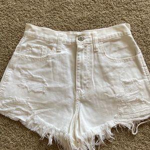 High waisted white cut off shorts